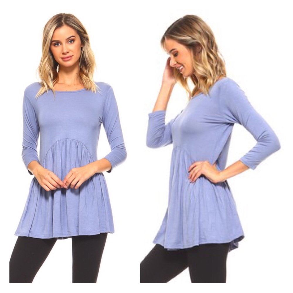 SALES ❗️Slate Blue Peplum Knit Top